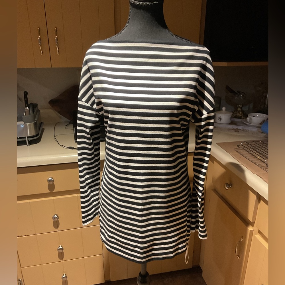 Marccain Sports Black and White Striped Long Sleeve Top
